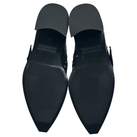 Steve Madden Grazia Pointed Toe Moto Bootie Black Leather Womens 7.5M New $150 - Picture 12 of 12